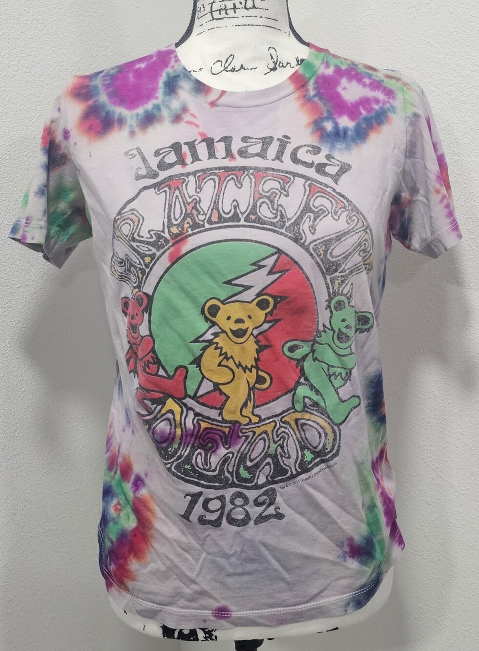 Grateful Dead Jamaica 1982 Rasta Gray Tye-Dye 2011 Sz S Cotton Dancing Bears - Picture 1 of 10